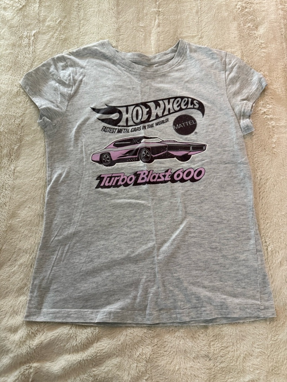 Hot Wheels - Turbo Blast 600 Graphic Tee -Cotton (Size Small) - Heather Grey